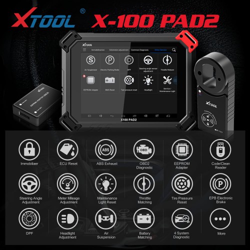 Français Xtool X100 Pad2 Pro Key Programmer Full Version Support VW 4th & 5th IMMO & Special Functions