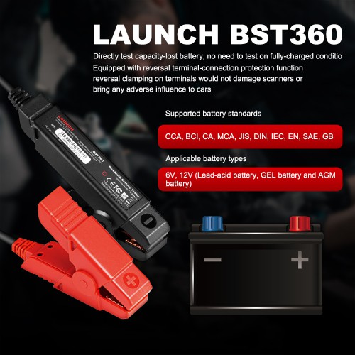 Launch X431 BST360 Batterie Bluetooth Tester Utilisé avec X-431 PRO GT, X-431 PRO V4.0, X-431 PRO3 V4.0, X-431 PRO5, X-431 PAD V/PAD VII