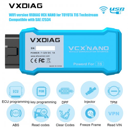 Francais WIFI Version VXDIAG VCX NANO pour TOYOTA TIS Techstream V17.10.012 Compatible avec SAE J2534