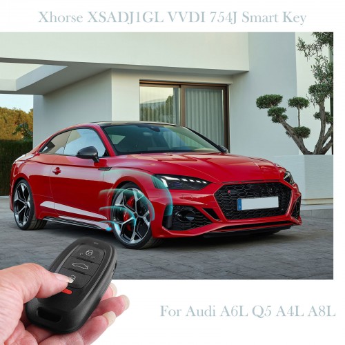 Xhorse XSADJ1GL VVDI 754J Smart Key for Audi A6L Q5 A4L A8L 315mhz 433MHz 868MHz with Key Shell Complete Key 5pcs/lot