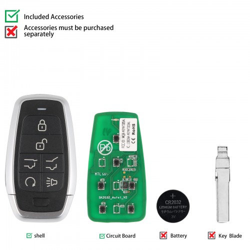 AUTEL MAXIIM IKEY Standard Style IKEYAT006EL 6 Buttons Independent Smart Key (Hatch/ Hatch Glass/ Remote Start) 5pcs