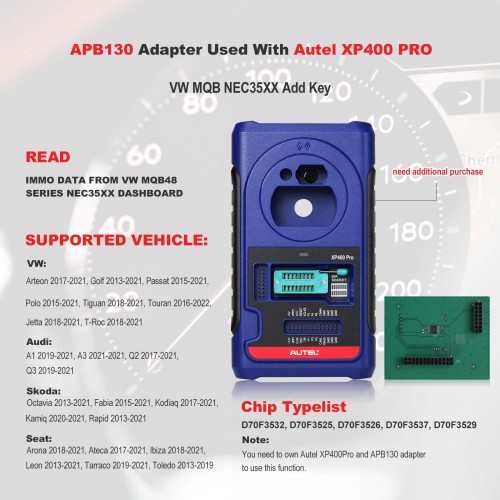 AUTEL APB130 VW MQB NEC35XX Adapter Add Keys pour Autel IM508 IM508S IM608 IM608pro avec XP400 PRO