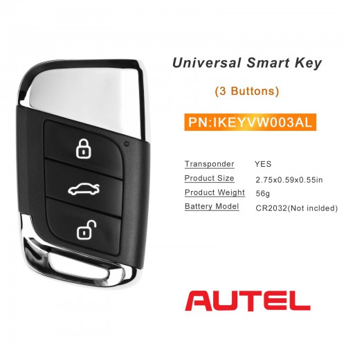 AUTEL IKEYVW003AL 3 Buttons 315/433 MHz Smart Key