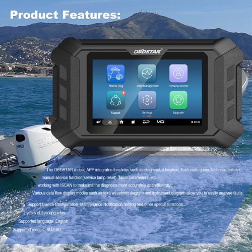 OBDSTAR iScan SUZUKI Marine Diagnostic Tablet Code Reading Code Clearing Data Flow Action Test 2 ans Mise à jour