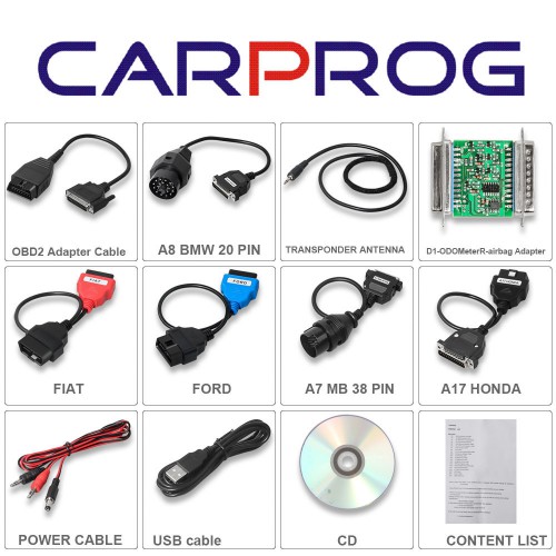 Carprog Full Version Micrologiciel V8.21 Logiciel V10.93 avec Tous les 21 Adaptateurs Including Full Authorization
