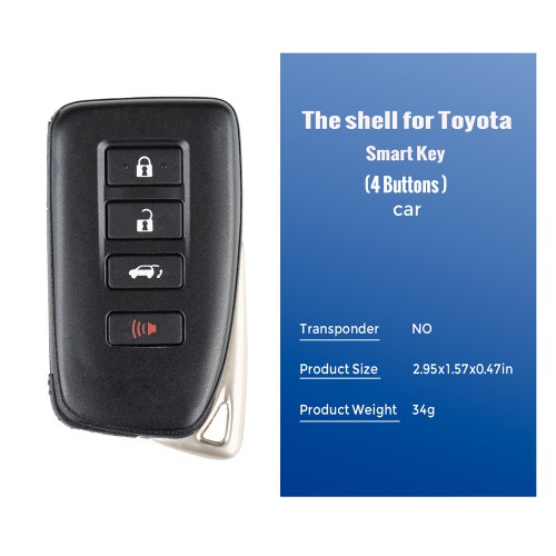 Xhorse VVDI Toyota XM Smart Key Shell 1824 pour Lexus 4 Buttons 5pcs/lot