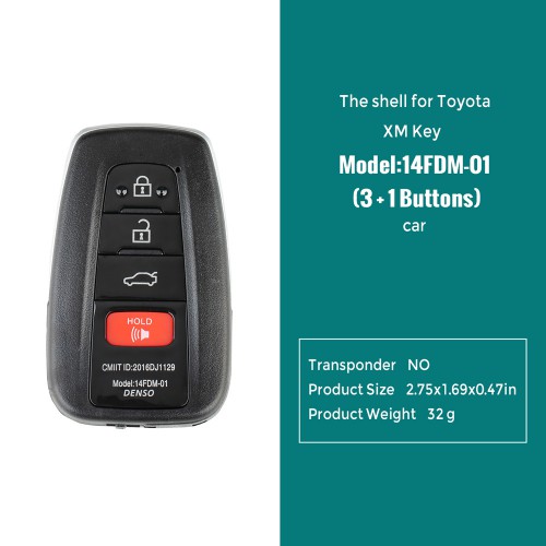 Xhorse VVDI Toyota XM Smart Key Shell 1732 3+1 Buttons 5Pcs/lot