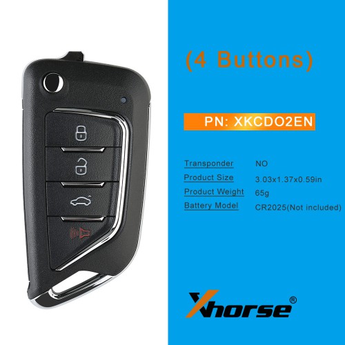 Xhorse XKCD02EN Universal Wire Remote Key Cadillac Style 4 Buttons 5pcs/lot