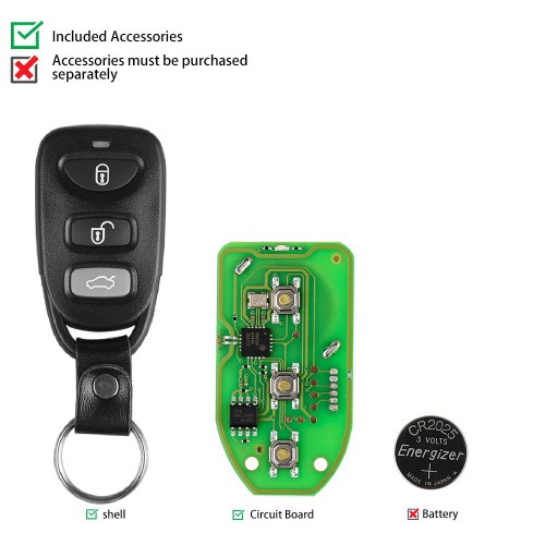 XHORSE XKHY00EN VVDI2 Hyundai Type Wired Universal Remote Key 3 Buttons English Version 5pcs/lot