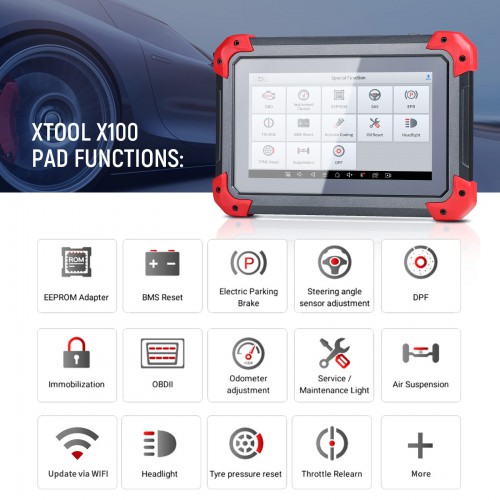 XTOOL X100 PAD X 100 OBD2 Auto Car Key Programmer avec Oil Rest Tool et Cluster Calibration