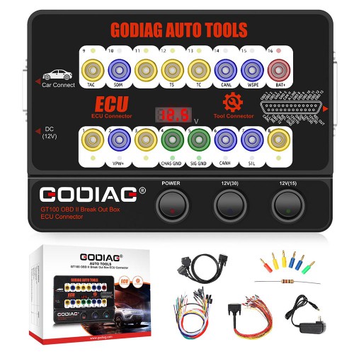 [Livraison UE] GODIAG GT100 Auto Tools OBDII 16PIN Protocol Detector Break Out Box ECU Connecteur Compatible avec LAUNCH, AUTEL