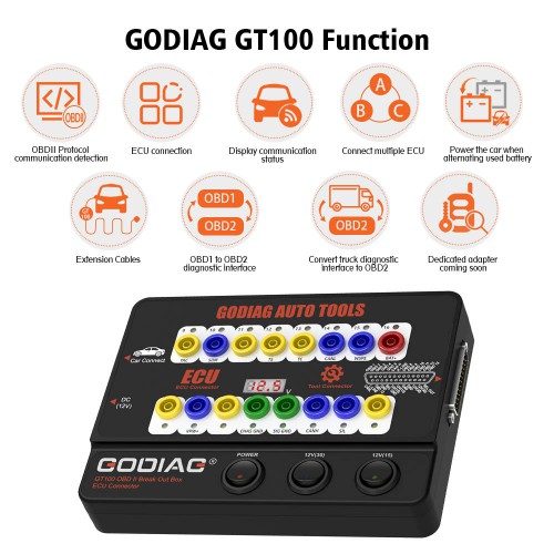 GODIAG GT100 Auto Tools OBDII 16PIN Protocol Detector Break Out Box ECU Connecteur Compatible avec LAUNCH, AUTEL