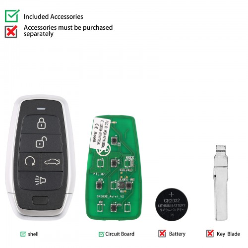 AUTEL MAXIIM IKEY Standard Style IKEYAT005BL 5 Buttons Independent Smart Key (Remote Start/ Trunk)