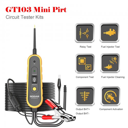 GODIAG GT103 Mini Pirt Electric Circuit Tester Vehicles Electrical System Diagnosis/ Nettoyage et test des Injecteurs de Carburant/ Test de Relais