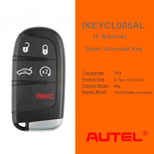 AUTEL MAXIIM IKEY Premium Style IKEYCL005AL Chrysler 5 Buttons Universal Smart Key (Trunk/ Remote Start)
