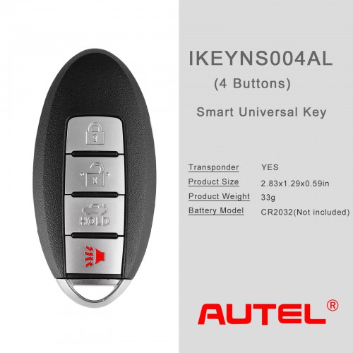 AUTEL MAXIIM IKEY Premium Style IKEYNS004AL Nissan 4 Buttons Universal Smart Key (Trunk/ Panic)