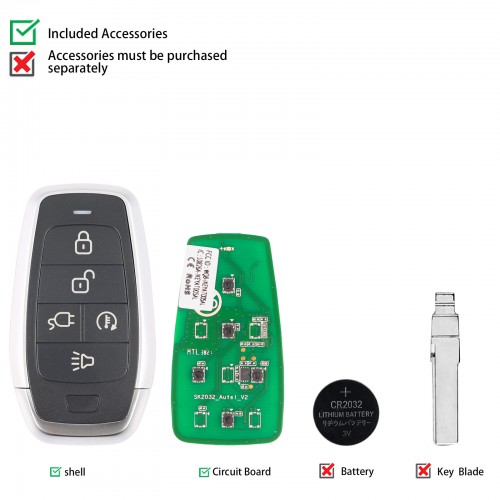 AUTEL MAXIIM IKEY Standard Style IKEYAT005DL 5 Buttons Independent Smart Key (EV Charge/ Remote Start)