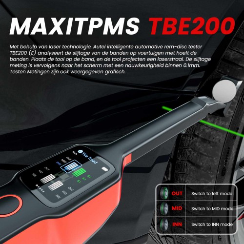 Autel MaxiTPMS TBE2002 Tire Brake Examiner Laser Tire Tread Depth Brake Disc Wear 2-in-1 Tester Travailler avec ITS600