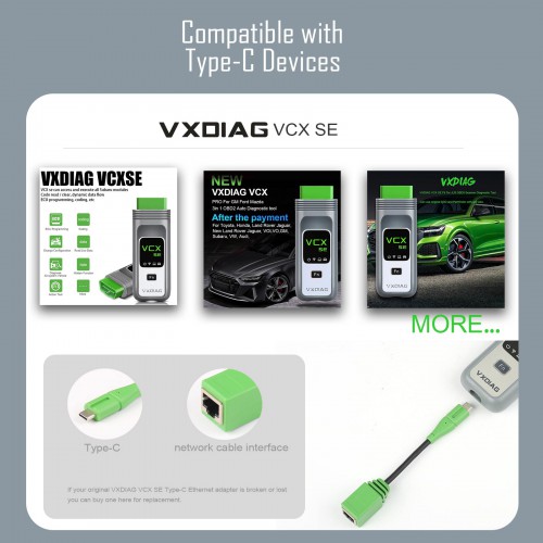 VXDIAG VCX SE Type-C Ethernet Adapter Type-C USB to LAN Converter Cable