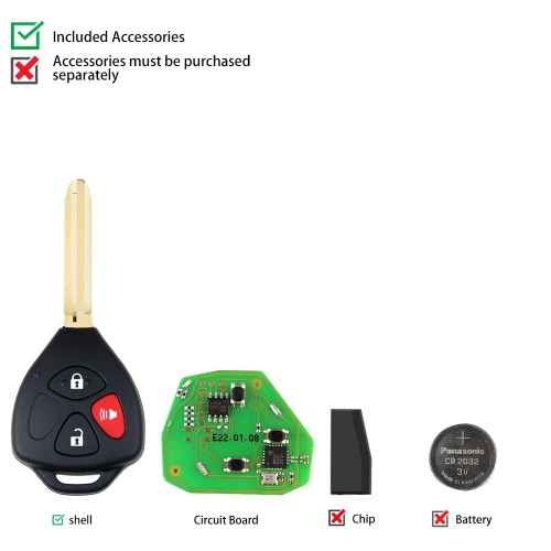 XHORSE XKTO04EN Wire Universal Remote Key Toyota Style 3 Buttons for VVDI VVDI2 Key Tool English Version 5pcs
