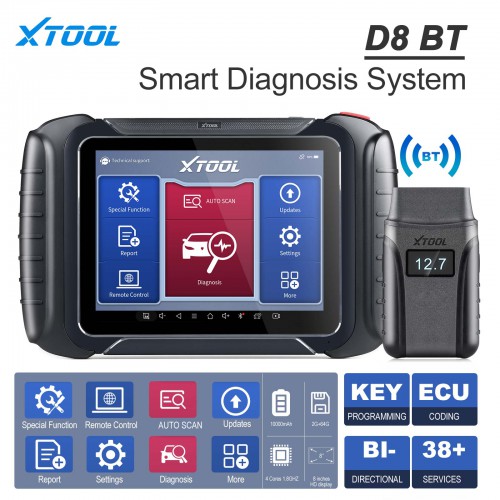 Français XTOOL D8BT Full System Diagnostic Scanner avec 38 Service Functions ECU Coding Support CAN FD Active Test