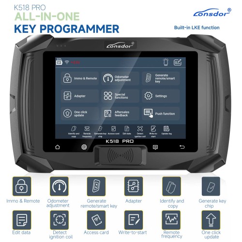 Français Lonsdor K518 PRO Versatile Key Programmer Full avec 2xLT20, Toyota FP30 Cable, Nissan 40 BCM Cable, JCD, JLR ADP Adapter Global Version