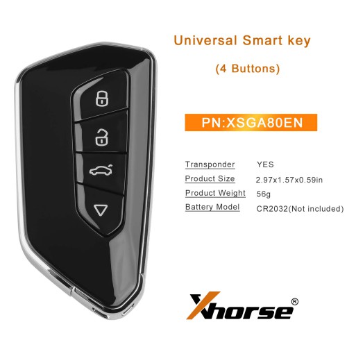 Xhorse XSGA80EN 4-Button Universal XM38 Smart Remote Key 5pcs/lot