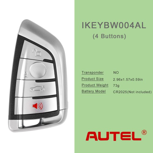 AUTEL Razor Style IKEYBW004AL BMW 4 Buttons Smart Universal Key Compatible avec BMW et Plus de 700 Autres Marques de Voitures