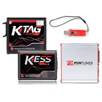 PCMTuner ECU Programming Tool avec Kess V2 5.017 Red PCB Online Version et Ktag 7.020 Red PCB Breakout Gratuit Câble Triconducteur
