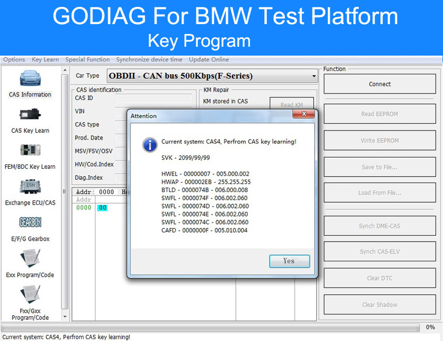 bmw test platform key programm
