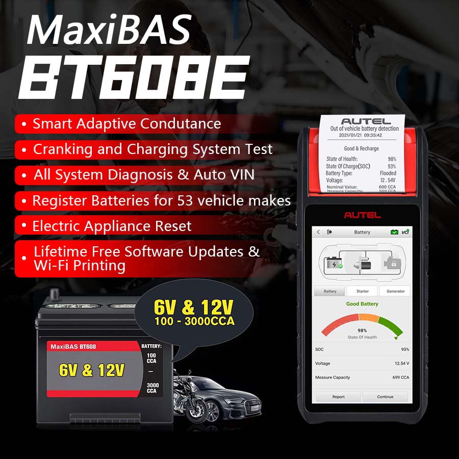 Autel MaxiBAS BT608 BT608E Auto Battery Tester Electrical Analyzer
