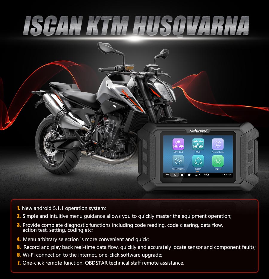 OBDSTAR iScan KTM/HUSQVARNA Intelligent Motorcycle Diagnostic Scanner